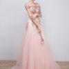 Long Tulle Off The Shoulder Lace Applique Beading Flower Prom Dress With Train - Image 4