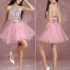 Prom Dresses Crop Top Tutu Tulle Illusion Beading High Collar A Line Mini Party Dress