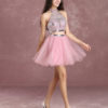 Prom Dresses Crop Top Tutu Tulle Illusion Beading High Collar A Line Mini Party Dress - Image 4