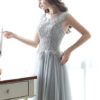 Prom Dresses Long Lace Applique Beaded Tulle Floor Length Backless Formal Party Dress - Image 9