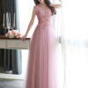 Prom Dresses Long Lace Applique Beaded Tulle Floor Length Backless Formal Party Dress - Image 2