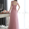 Prom Dresses Long Lace Applique Beaded Tulle Floor Length Backless Formal Party Dress - Image 4