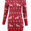 Red Sweater Dress Long Sleeve Christmas Print Shaping Knit Mini Dress - Image 4