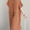 Retro Women Casual Cotton Solid Color Dress - Image 5