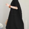 Retro Women Casual Cotton Solid Color Dress - Image 8