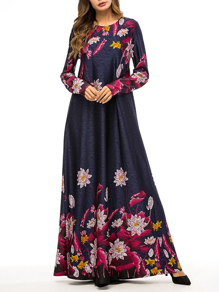 Rose floral print long dress - Image 7