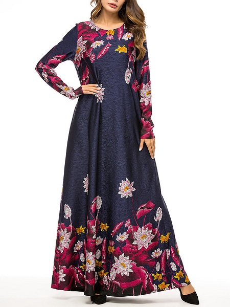 Rose floral print long dress - Image 6