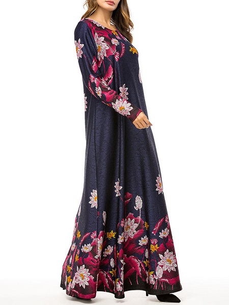 Rose floral print long dress - Image 5