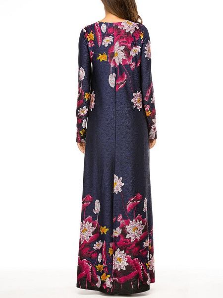 Rose floral print long dress - Image 4