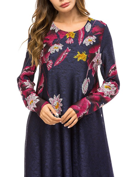 Rose floral print long dress - Image 3