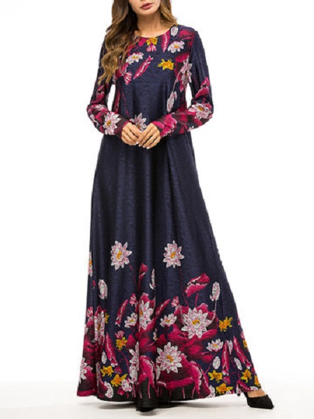 Rose floral print long dress - Image 2