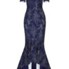 Sequin Party Dress Glitter Off Shoulder Irregular Hem Mermaid Maxi Dress - Image 2