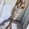 Sequin Party Dress Women Strapless Metallic Gold Bodycon Dress