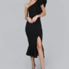 Sexy Party Dress Black Birthday Dress One Shoulder Ruffles Split Stretchy Cocktail Dress - Image 3