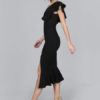 Sexy Party Dress Black Birthday Dress One Shoulder Ruffles Split Stretchy Cocktail Dress - Image 4