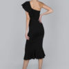 Sexy Party Dress Black Birthday Dress One Shoulder Ruffles Split Stretchy Cocktail Dress - Image 5