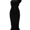 Sexy Party Dress Black Birthday Dress One Shoulder Ruffles Split Stretchy Cocktail Dress - Image 7