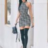Sexy Party Dress Halter Leopard Print Shaping Club Dress
