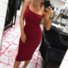 Sexy Party Dress One Shoulder Cocktail Dress Spaghetti Straps Shaping Summer Dress - Image 4