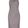 Sexy Party Dress Pink Bodycon Dress Straps Pearls Shaping Midi Dress - Image 5