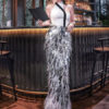Sequins Crewneck Backless Asymmetrical Shaping Club Dress - Image 2