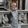 Sexy Party Dress Sleeveless Straps Glitter Sequins Backless  Long Dress Women Maxi Dress