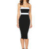 Sexy Party Dress Sleveless Two Tone Shaping Midi Dress