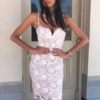Sexy Party Dress Straps Lace Shaping Summer Dress