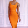 Sexy Party Dress U Neck Bodycon Dress Orange Club Dress