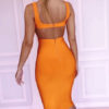 Sexy Party Dress U Neck Bodycon Dress Orange Club Dress - Image 3