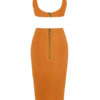 Sexy Party Dress U Neck Bodycon Dress Orange Club Dress - Image 5