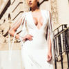 Sexy Party Dress White Fringe Plunging Women Bodycon Dress Birthday Dress - Image 5