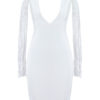 Sexy Party Dress White Fringe Plunging Women Bodycon Dress Birthday Dress - Image 6