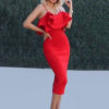 Sexy Party Dress Women Bodycon Dress Ruffles Split Semi Formal Dress - Image 3