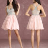 Short Prom Dresses V Neck Sleeveless Pleated Graduation Dress
