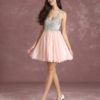 Short Prom Dresses V Neck Sleeveless Pleated Graduation Dress - Image 6