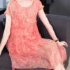 Silk Dress Short Sleeved O-Neck Dress - Image 3