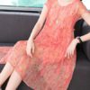 Silk Dress Short Sleeved O-Neck Dress - Image 4
