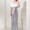 Sequin 2 Piece Sheath Split V Neck Flower Ankle Length Party Mother Dress