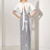 Sequin 2 Piece Sheath Split V Neck Flower Ankle Length Party Mother Dress - Image 6