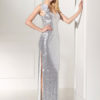 Sequin 2 Piece Sheath Split V Neck Flower Ankle Length Party Mother Dress - Image 2