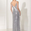 Sequin 2 Piece Sheath Split V Neck Flower Ankle Length Party Mother Dress - Image 7