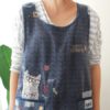 Sleeveless Pocket Japanese Vintage Apron Dress - Image 8