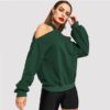 Solid Off the Shoulder Pullover Autumn Women Sweatshirts - Image 2