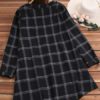Stand Collar Long Sleeve Plaid Shirt Dress - Image 4