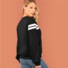 Striped Colorblock Tunic Pullover Women Autumn Highstreet Minimalist Sweatshirt - Image 2