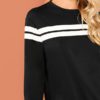 Striped Colorblock Tunic Pullover Women Autumn Highstreet Minimalist Sweatshirt - Image 5