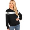 Striped Colorblock Tunic Pullover Women Autumn Highstreet Minimalist Sweatshirt - Image 6