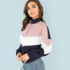Sweatshirt Athleisure Stand Collar Raglan Sleeve Sweatshirt Women Autumn Pullovers