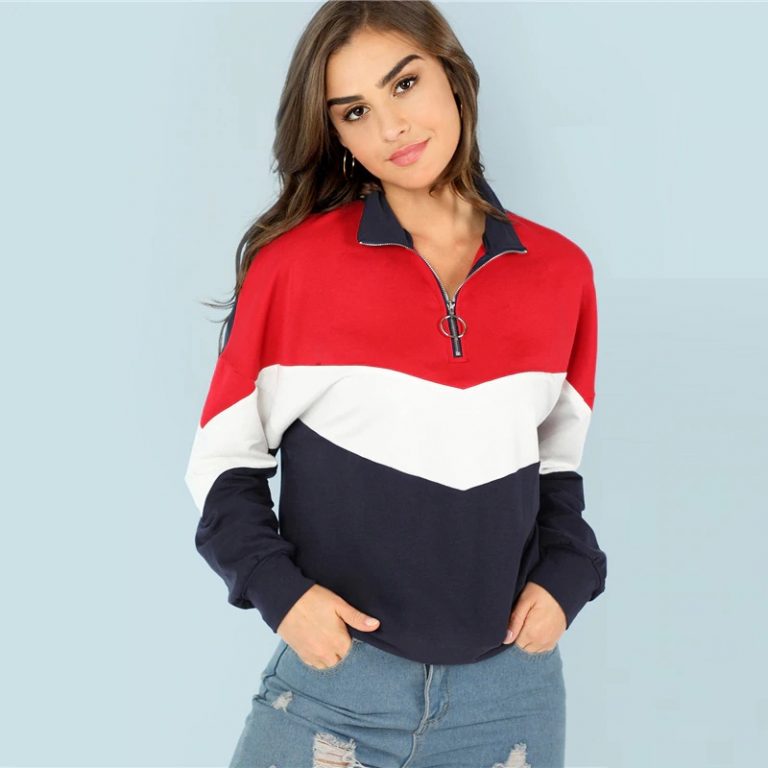 Sweatshirt Athleisure Stand Collar Raglan Sleeve Sweatshirt Women Autumn Pullovers - Image 18